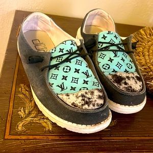 Custom Hey Dudes Cowhide and Louis 9
